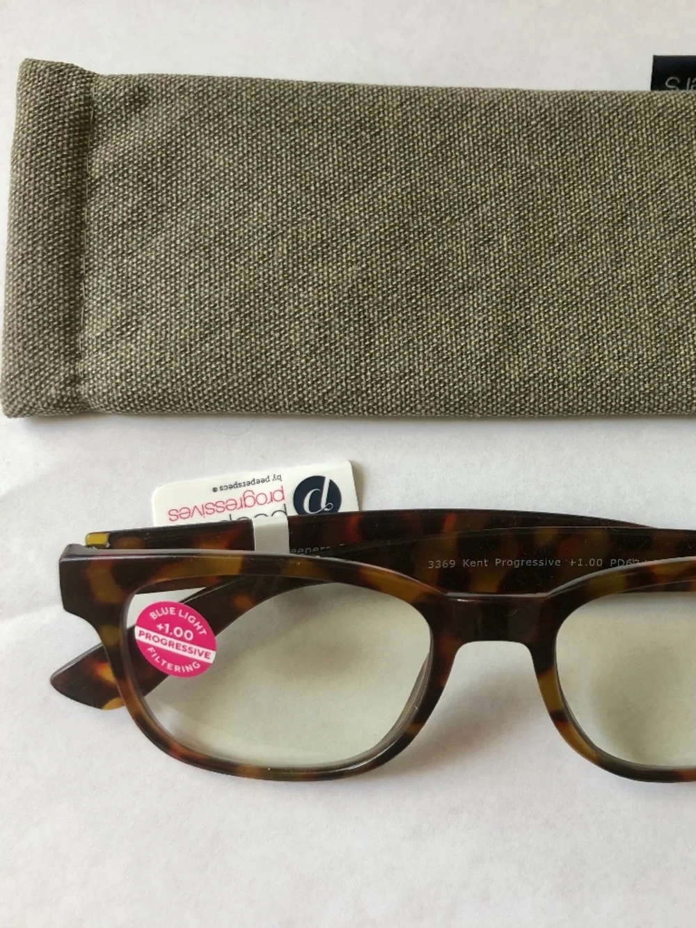 New Unisex Tortoise Peepers Progressive blue light filter readers +1.00 & case